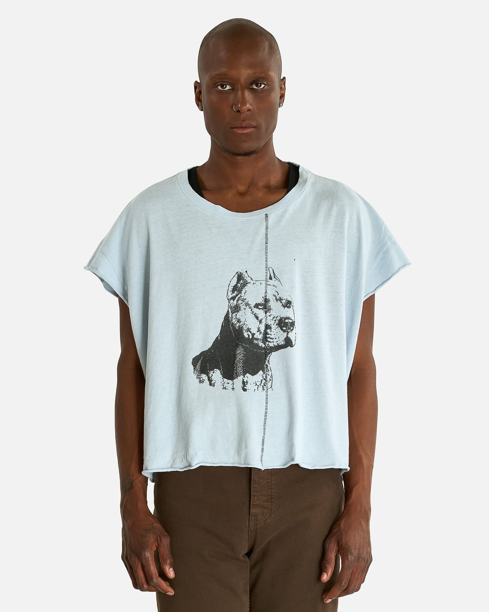 Enfants Riches Deprimes Men's T-shirts NA Pitbull Cut-Off T-Shirt in Light Blue