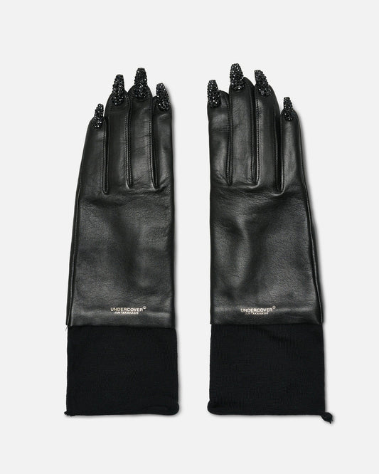 UNDERCOVER Leather Goods O/S Nail Detail Leather Gloves in Black