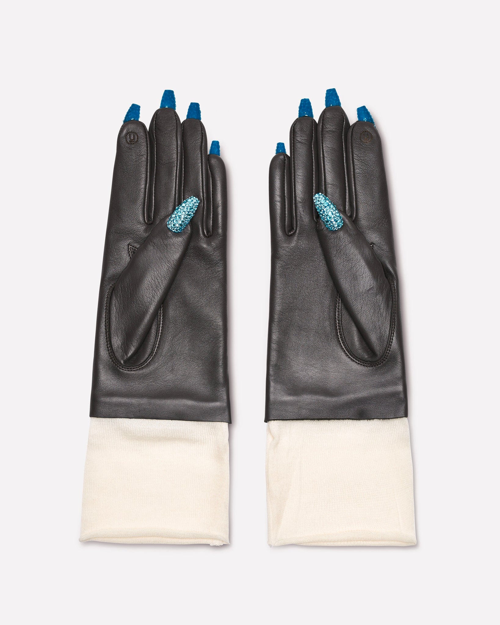 UNDERCOVER Leather Goods O/S Nail Detail Leather Gloves in Brown