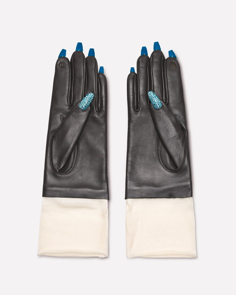 UNDERCOVER Leather Goods O/S Nail Detail Leather Gloves in Brown