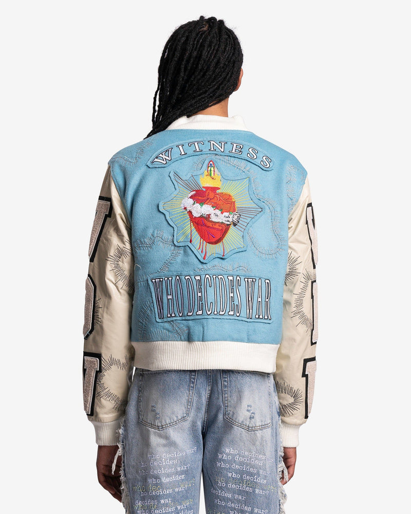 Namesake Varsity Jacket in Sky SVRN