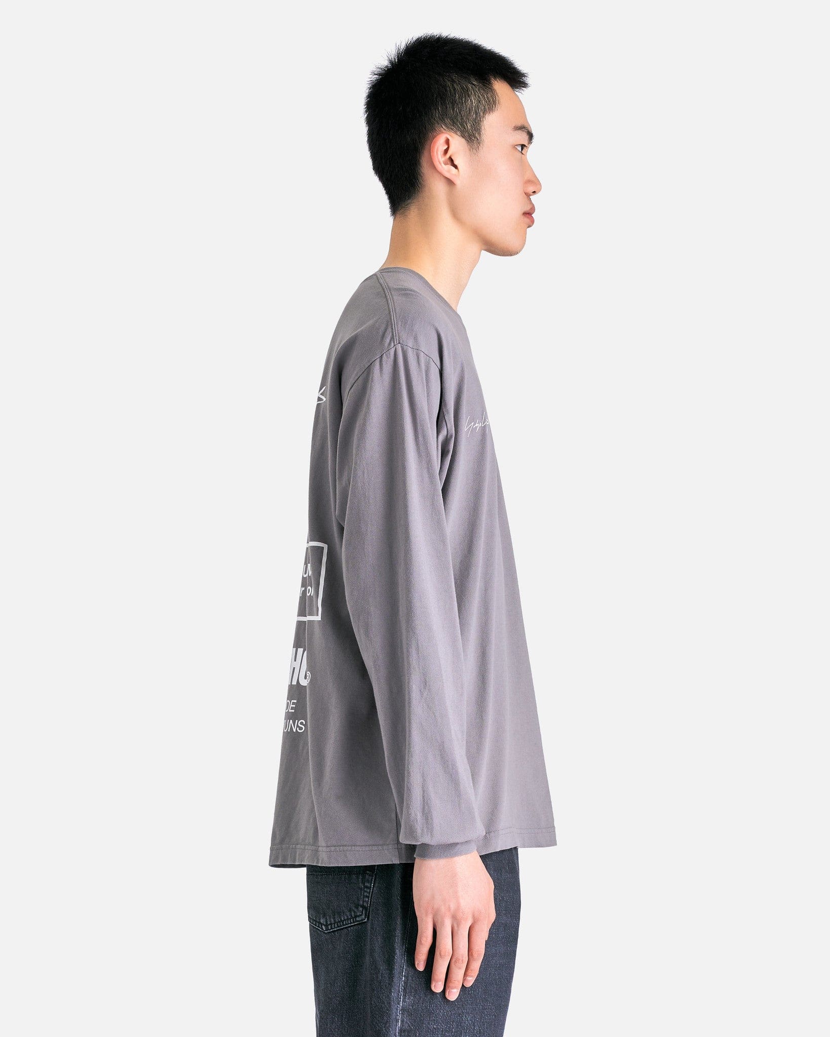 Yohji Yamamoto Pour Homme Men's T-Shirts Neighborhood PT Long Sleeve in Grey