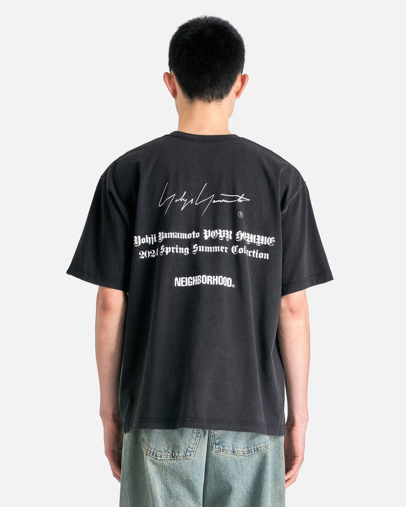 Yohji Yamamoto Pour Homme Men's T-Shirts Neighborhood PT Short Sleeve in Black