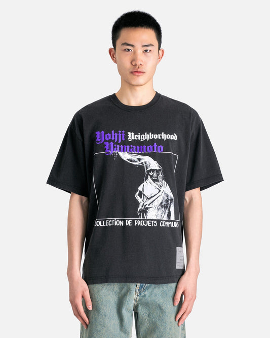 Yohji Yamamoto Pour Homme Men's T-Shirts Neighborhood PT Short Sleeve in Black