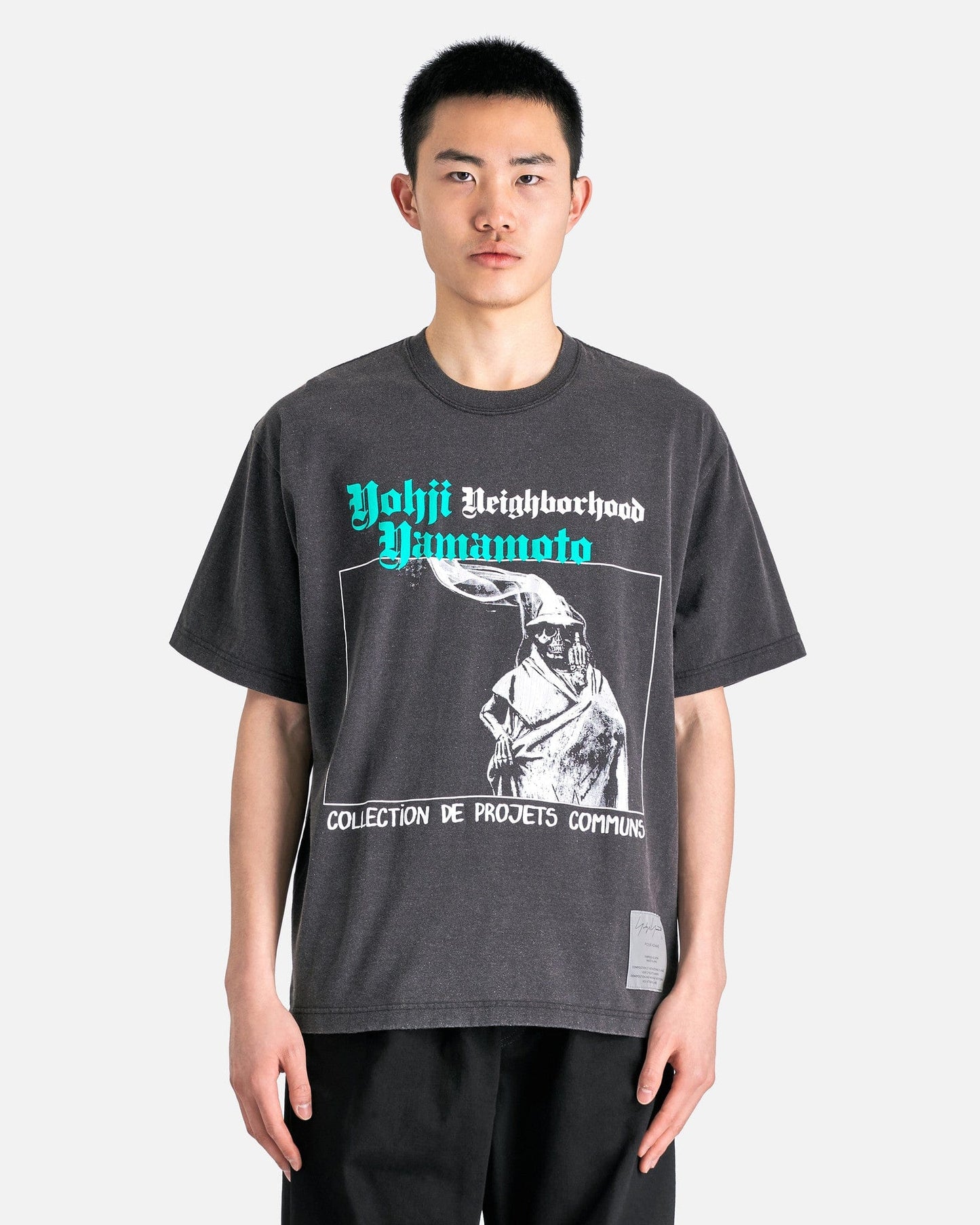 Yohji Yamamoto Pour Homme Men's T-Shirts Neighborhood PT Short Sleeve in Grey
