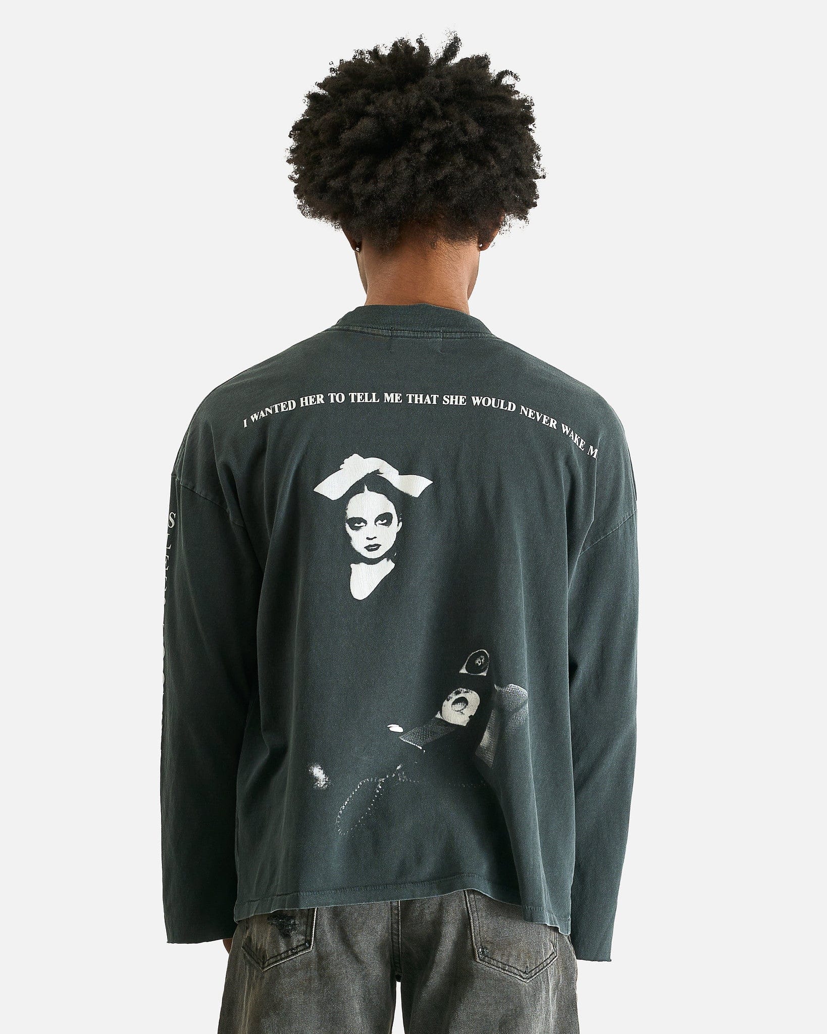 Enfants Riches Deprimes Men's Shirts Never Wake Me Mockneck LS T-Shirt in Thrashed Black