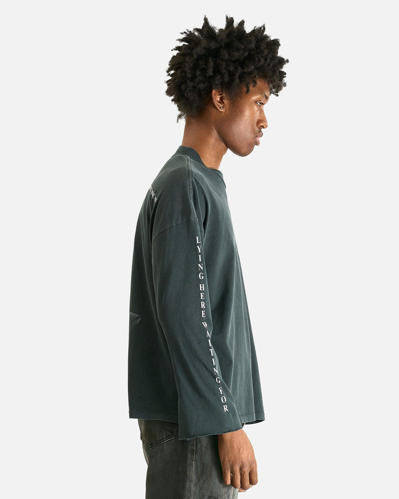 Enfants Riches Deprimes Men's Shirts Never Wake Me Mockneck LS T-Shirt in Thrashed Black