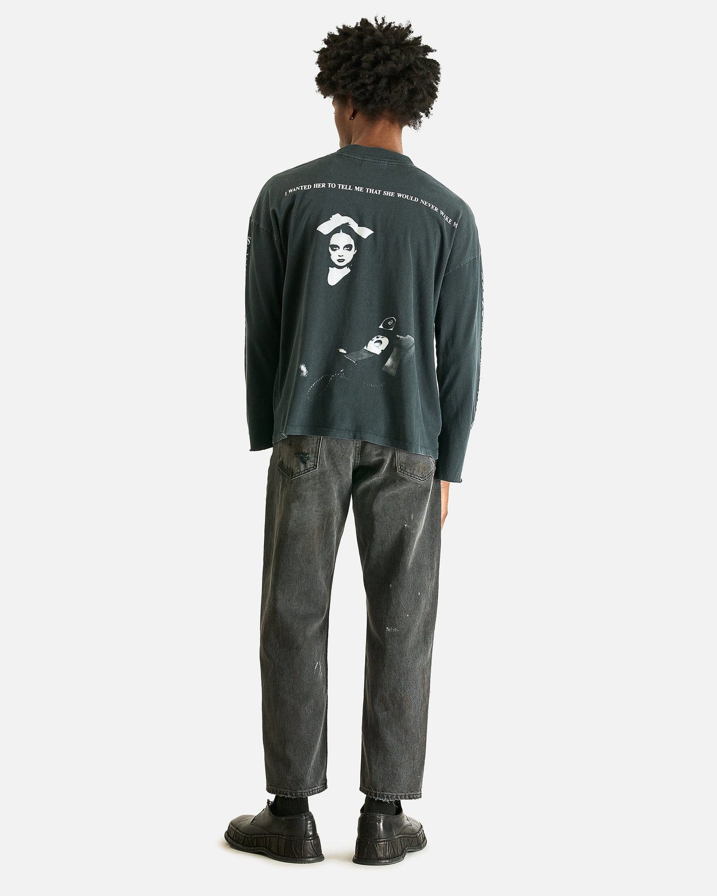 Enfants Riches Deprimes Men's Shirts Never Wake Me Mockneck LS T-Shirt in Thrashed Black