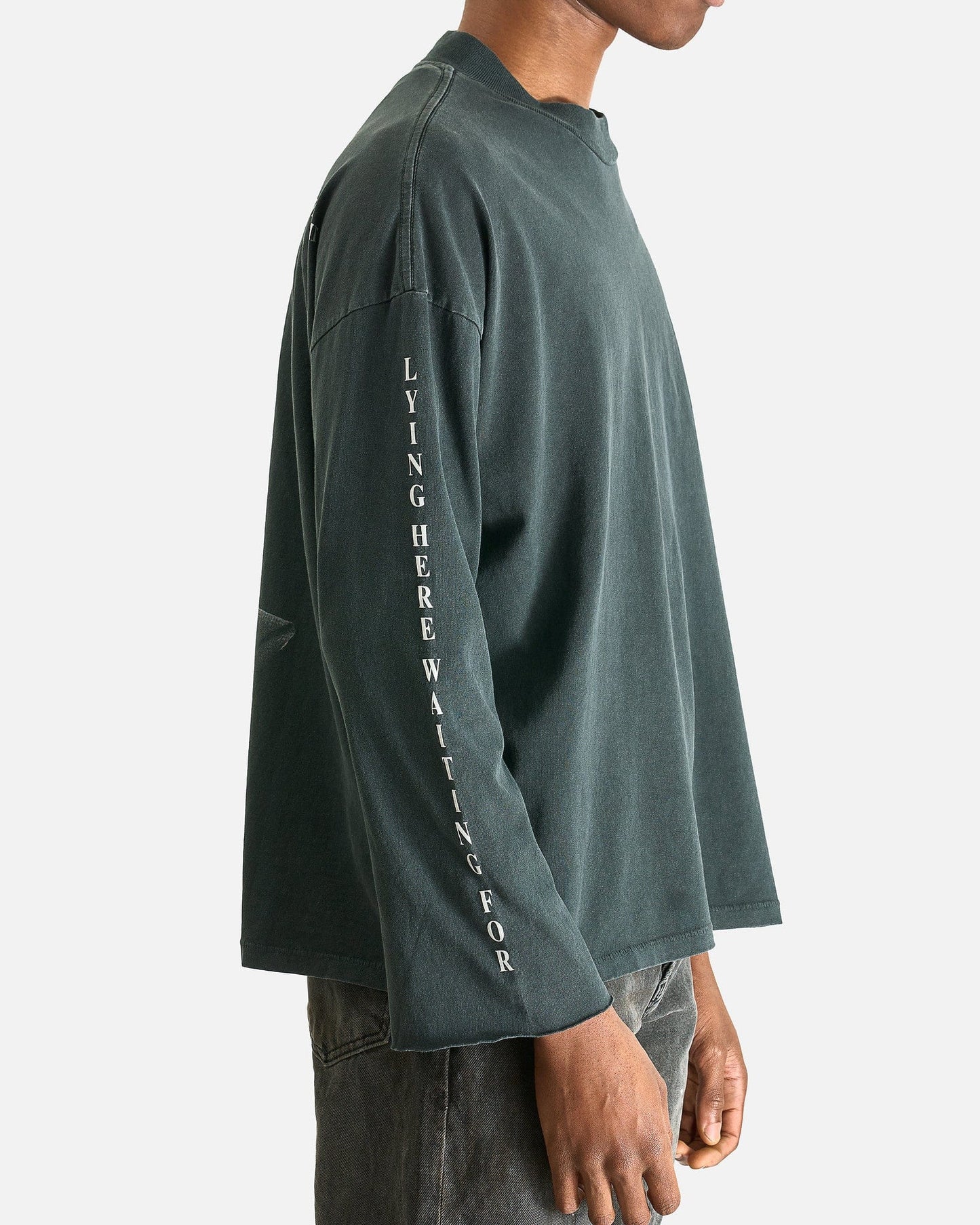 Enfants Riches Deprimes Men's Shirts Never Wake Me Mockneck LS T-Shirt in Thrashed Black