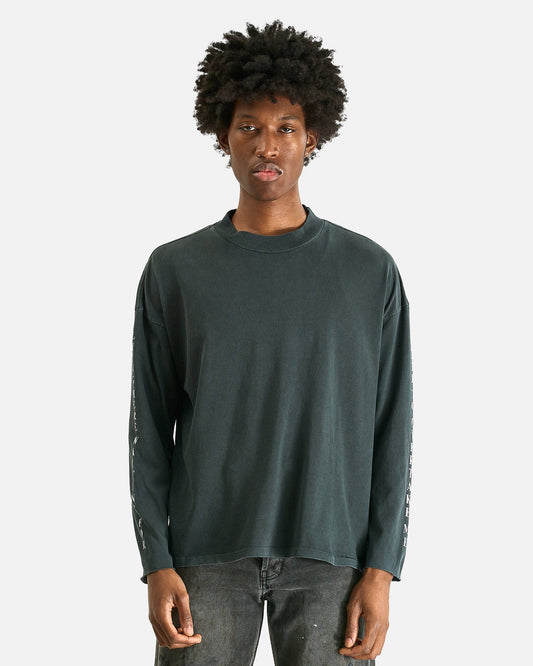 Enfants Riches Deprimes Men's Shirts Never Wake Me Mockneck LS T-Shirt in Thrashed Black