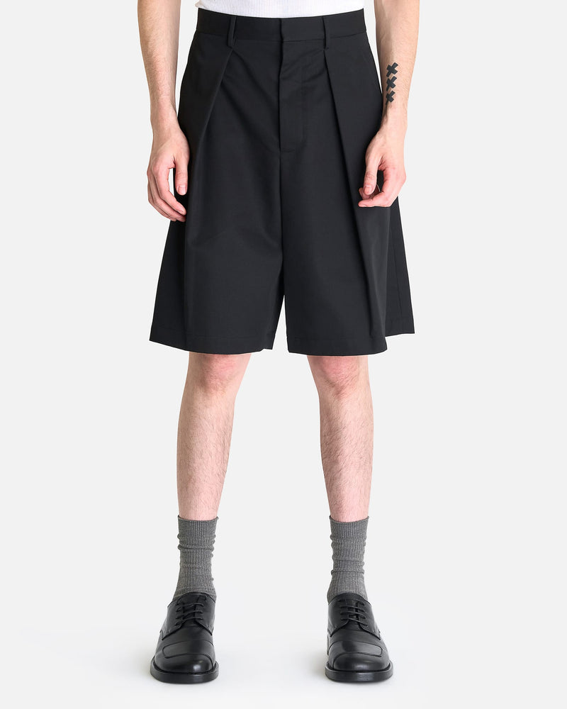 Ann Demeulemeester Men's Shorts Noralf Wide Leg Pleated Shorts in Black