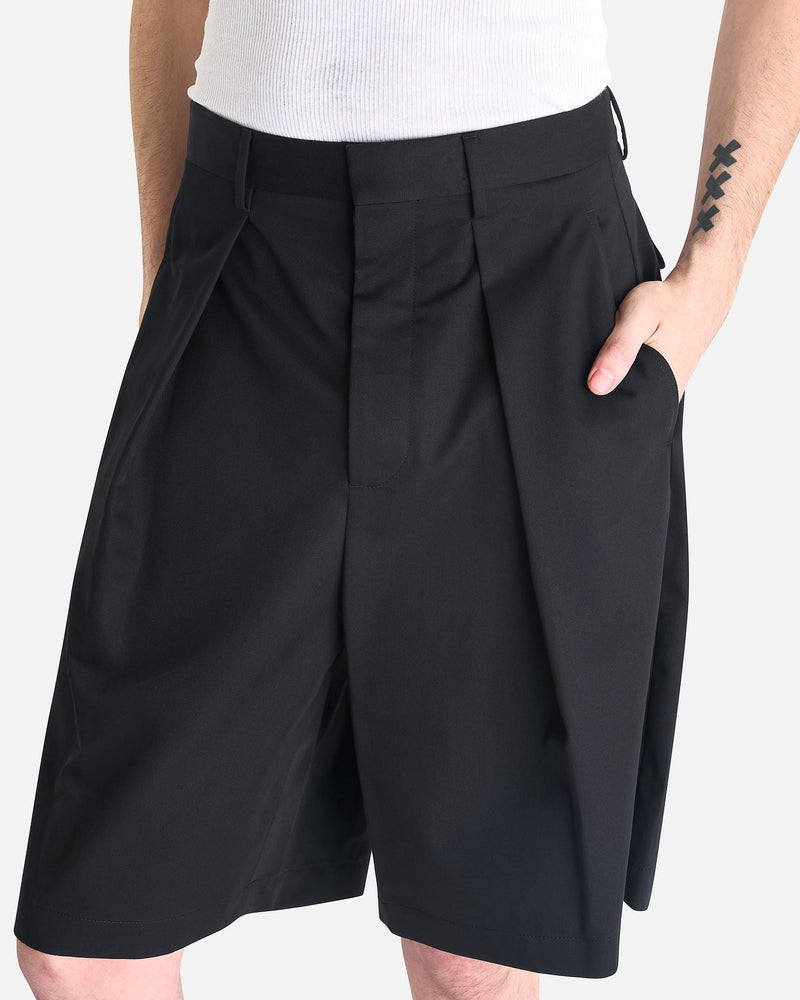 Ann Demeulemeester Men's Shorts Noralf Wide Leg Pleated Shorts in Black