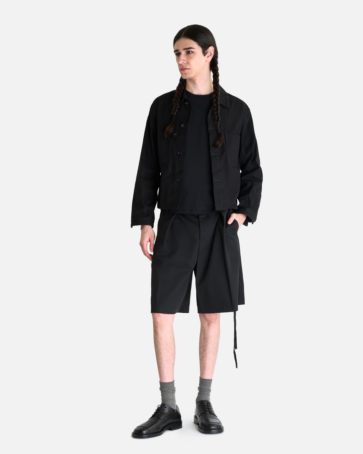 Ann Demeulemeester Men's Shorts Noralf Wide Leg Pleated Shorts in Black