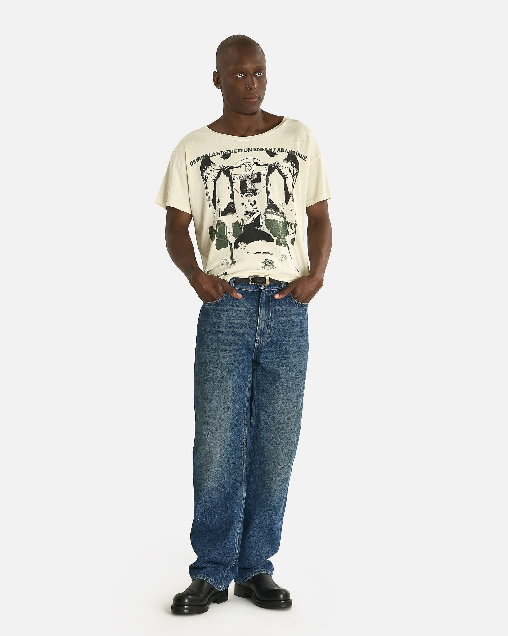 Enfants Riches Deprimes Men's T-shirts Nun Kicks Baby T-Shirt in Dirty White