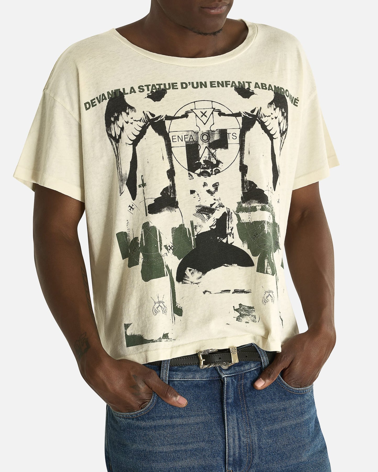 Enfants Riches Deprimes Men's T-shirts Nun Kicks Baby T-Shirt in Dirty White