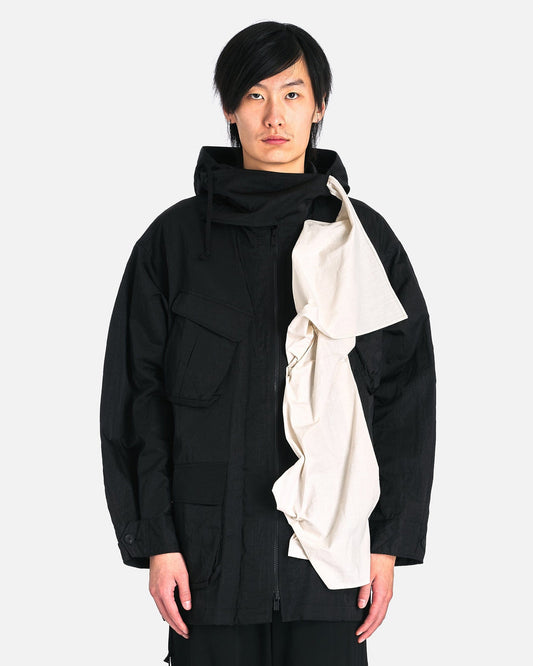 Yohji Yamamoto Pour Homme Men's Coat Ny Twill Think M-Front Draped Blouson A in Black