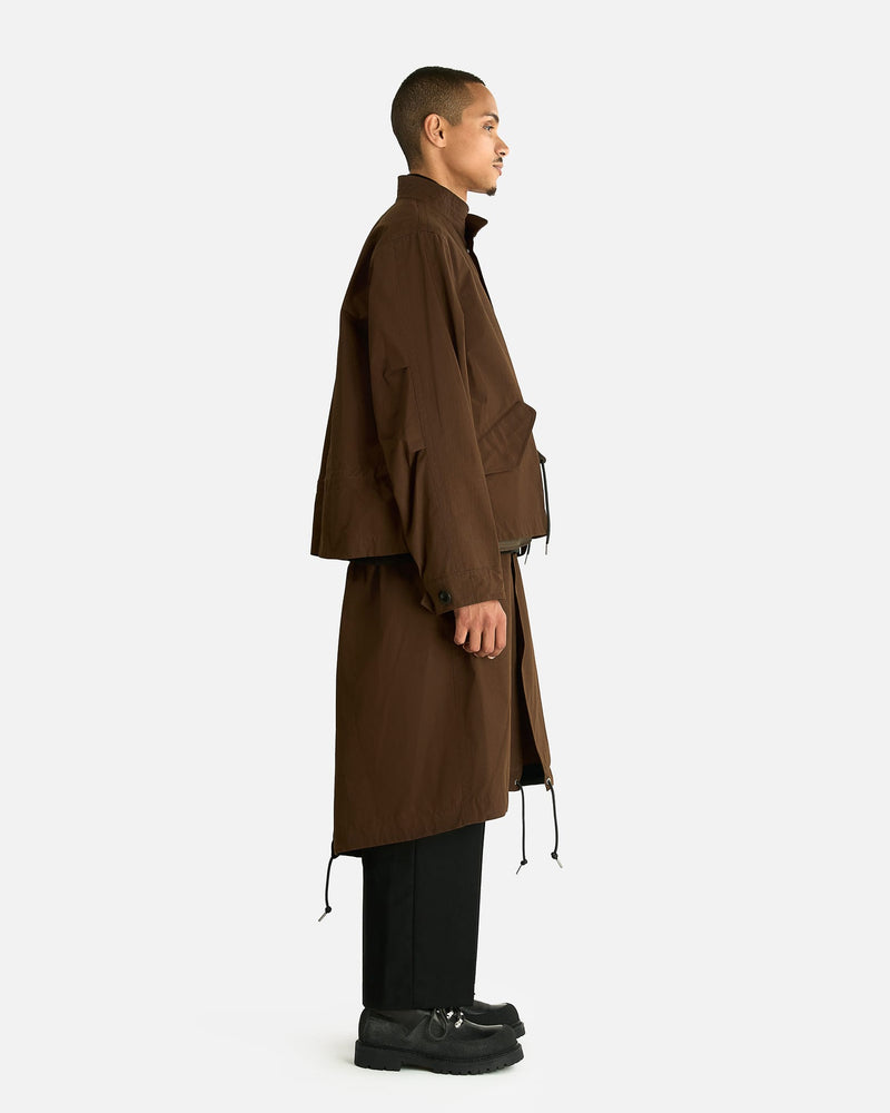 Sacai Men's Coats Nylon Twill x Rip Stop Coat in Beige