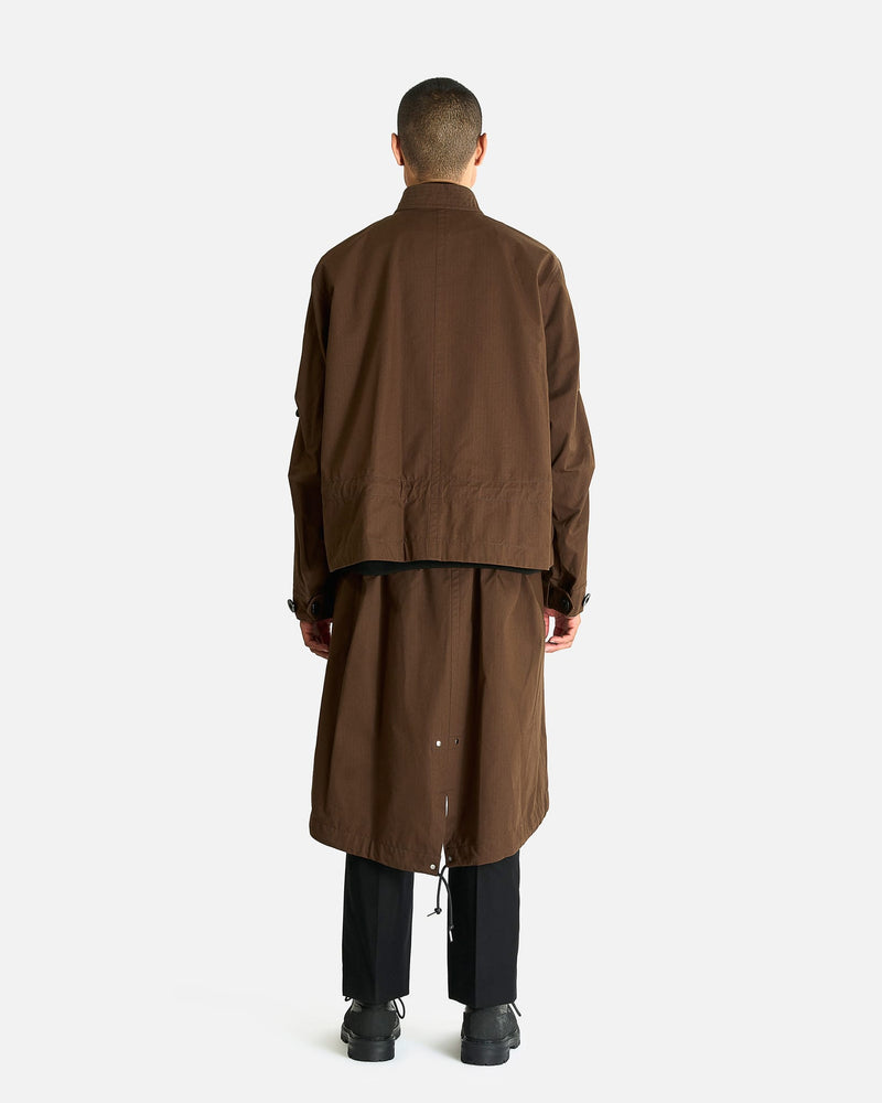 Sacai Men's Coats Nylon Twill x Rip Stop Coat in Beige