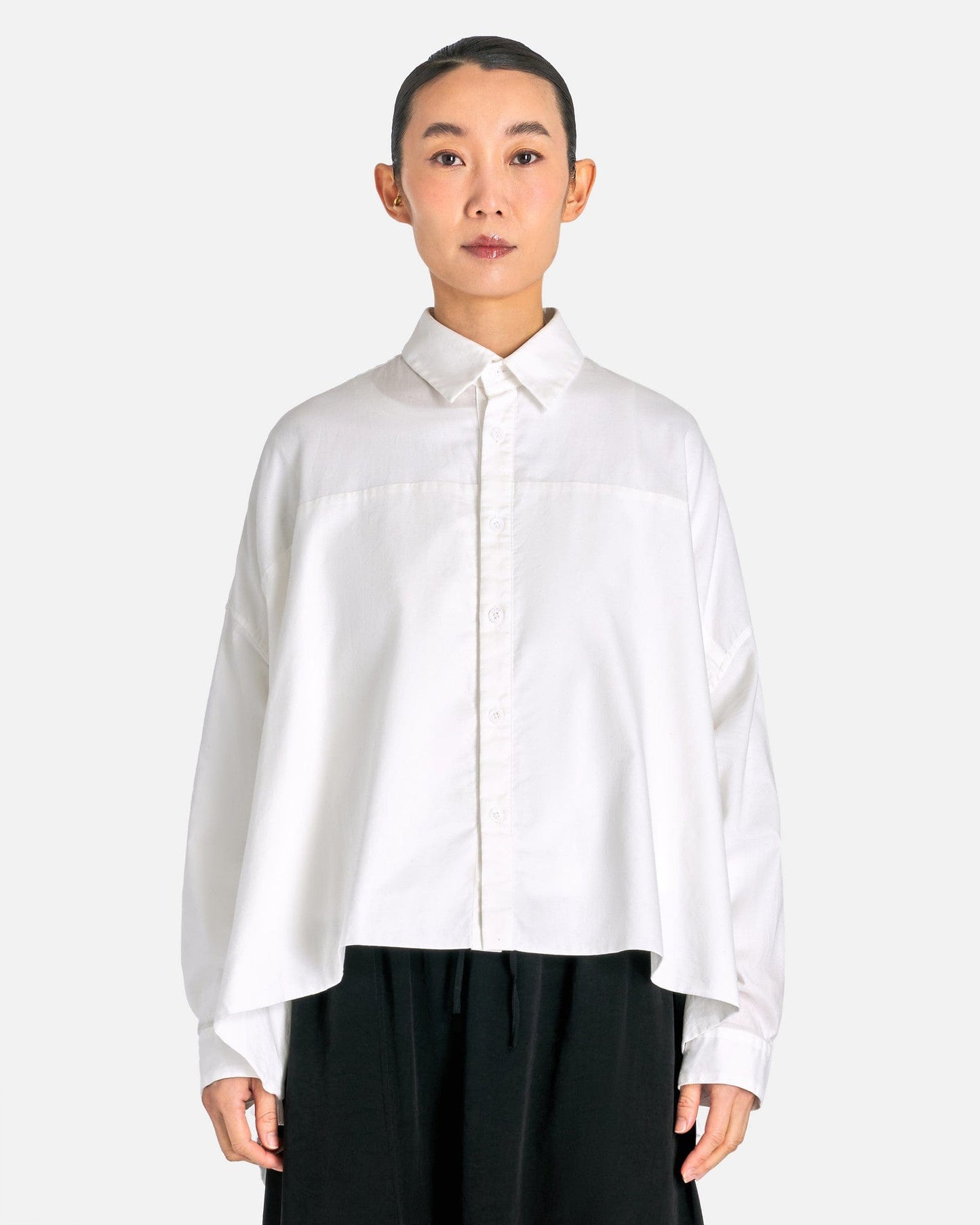 Y's by Yohji Yamamoto Women Tops 02 O-Doubled Front Big B in White