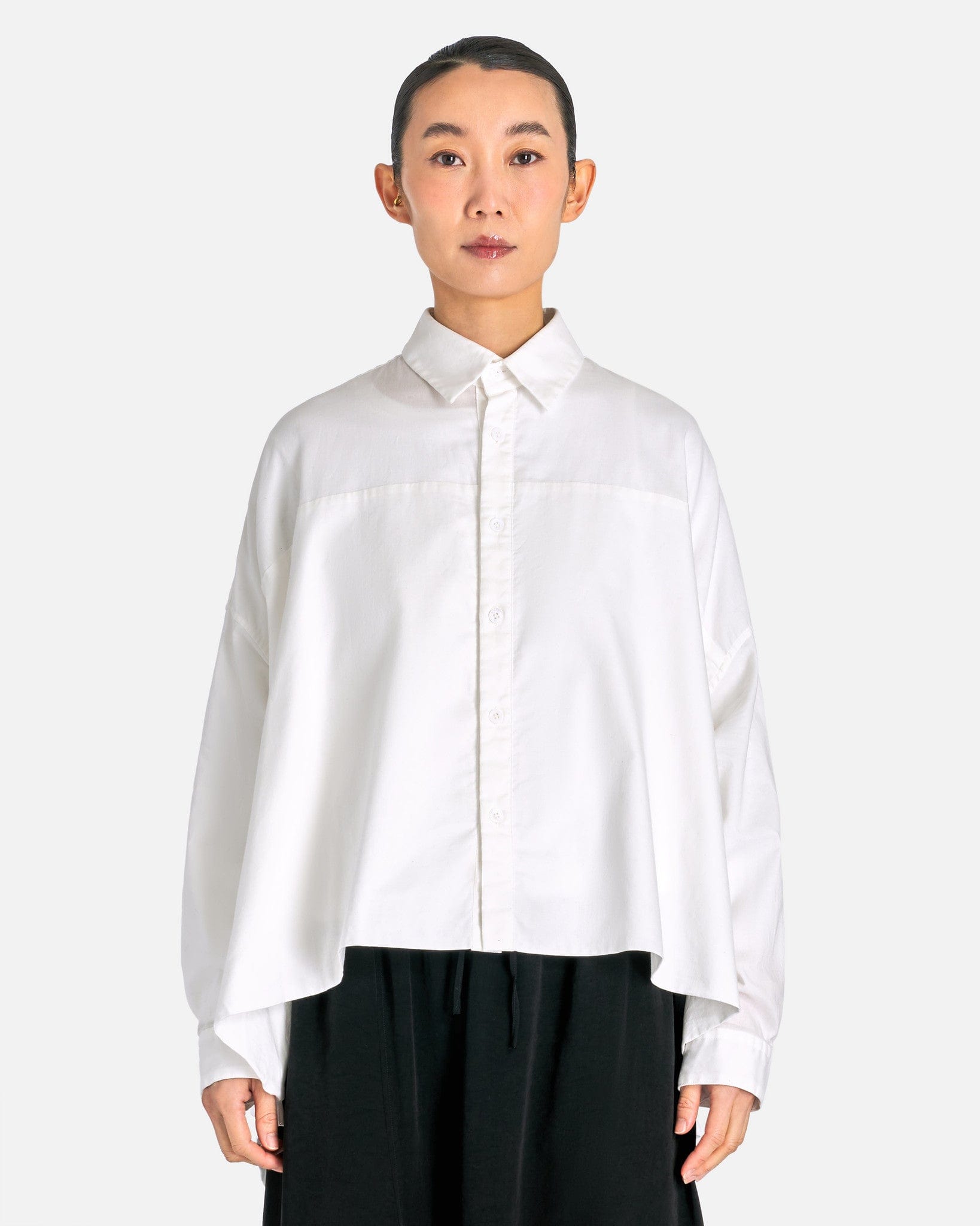 Y's by Yohji Yamamoto Women Tops 02 O-Doubled Front Big B in White