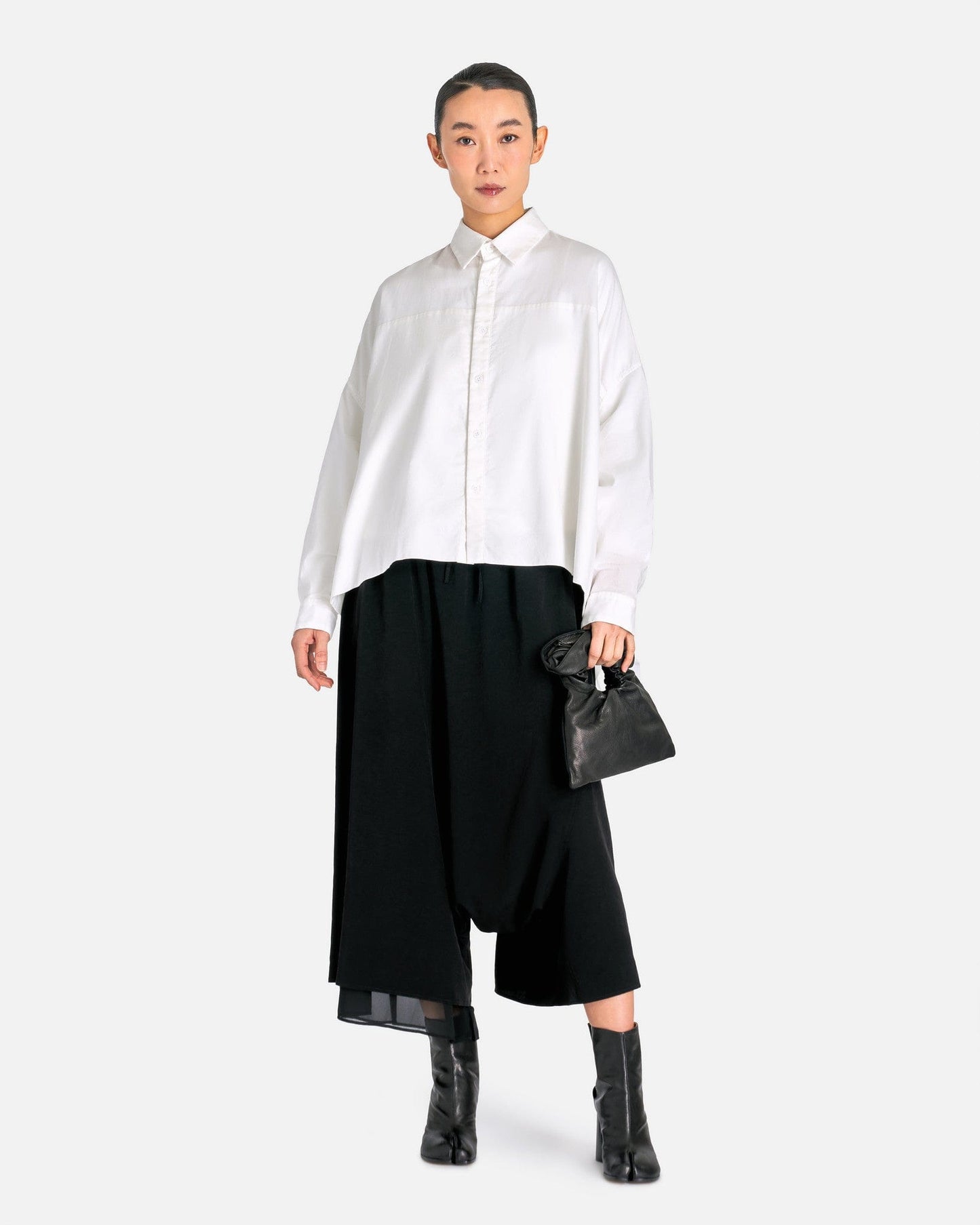 Y's by Yohji Yamamoto Women Tops 02 O-Doubled Front Big B in White
