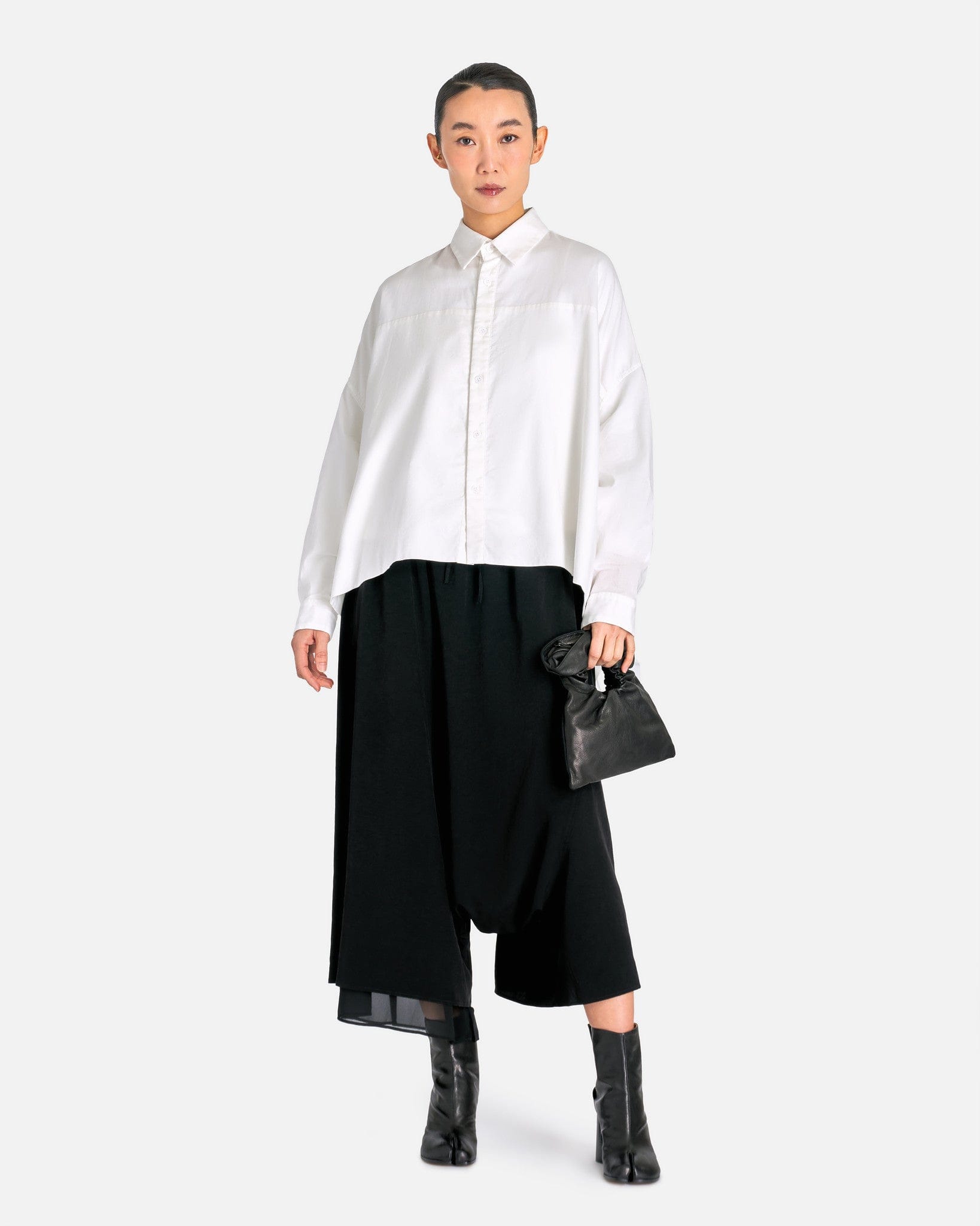 Y's by Yohji Yamamoto Women Tops 02 O-Doubled Front Big B in White