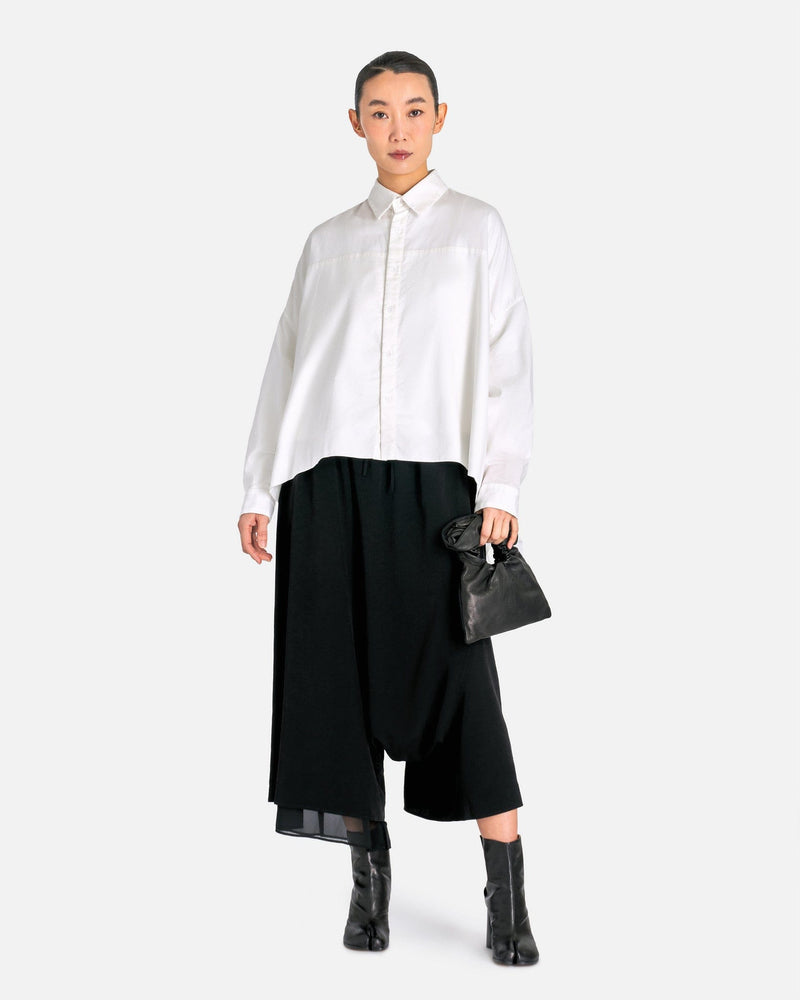 Y's by Yohji Yamamoto Women Tops 02 O-Doubled Front Big B in White