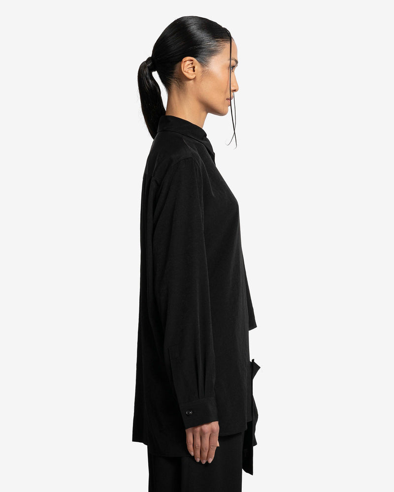 Y's by Yohji Yamamoto Women Tops O-Left Slash Blouse in Black