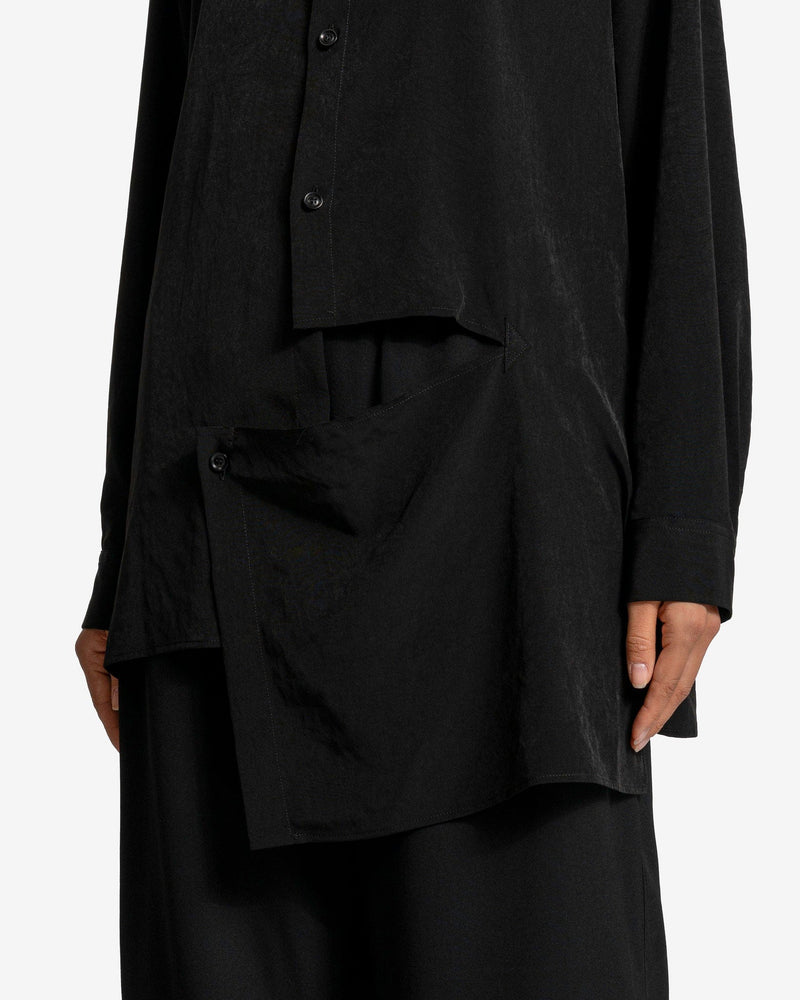 Y's by Yohji Yamamoto Women Tops O-Left Slash Blouse in Black