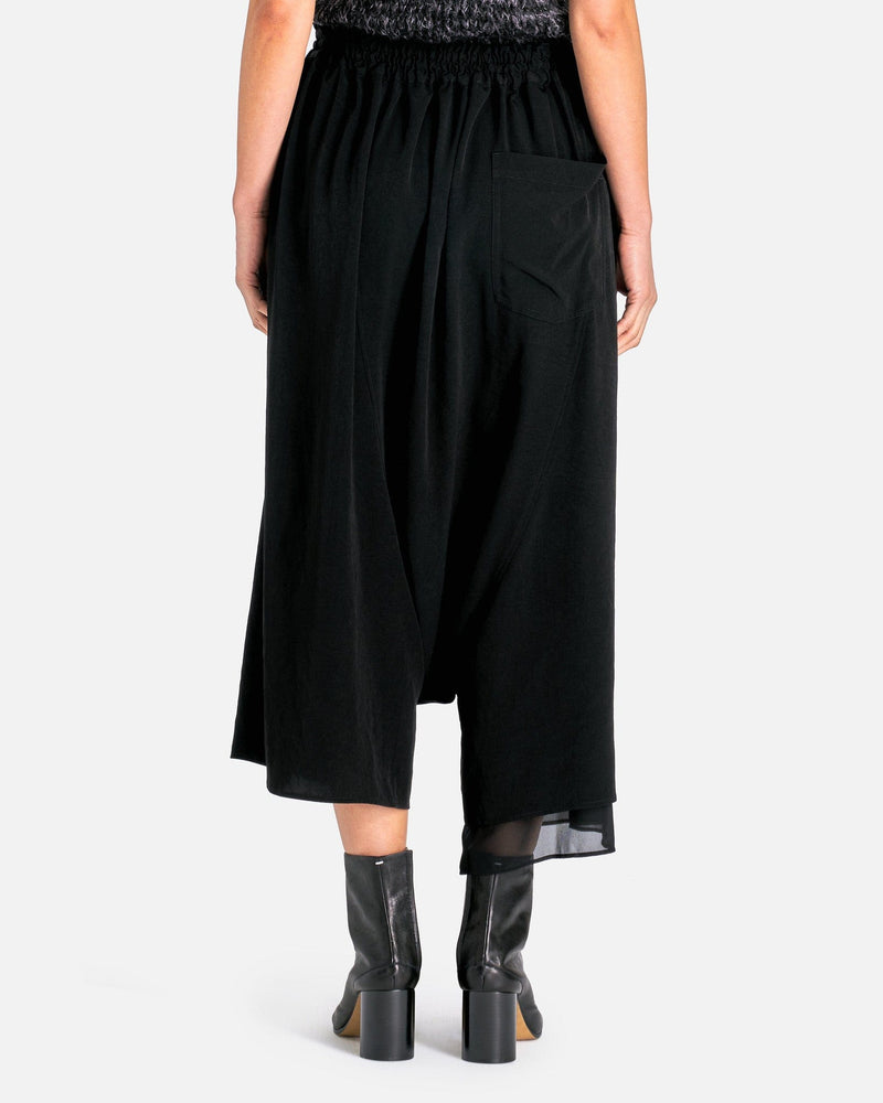 Y's by Yohji Yamamoto Women Pants O-Right Side Doubled Flare Pants in Black
