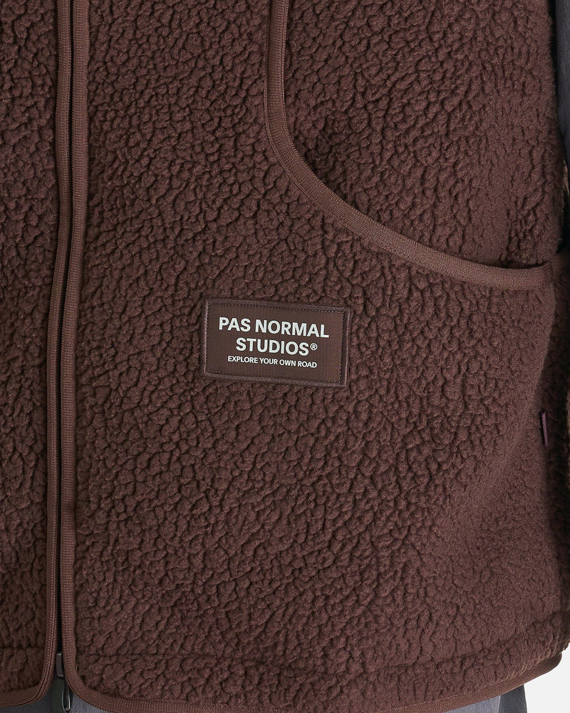 Pas Normal Studios Men's Tops Off-Race Pile Fleece Vest in Light Brown