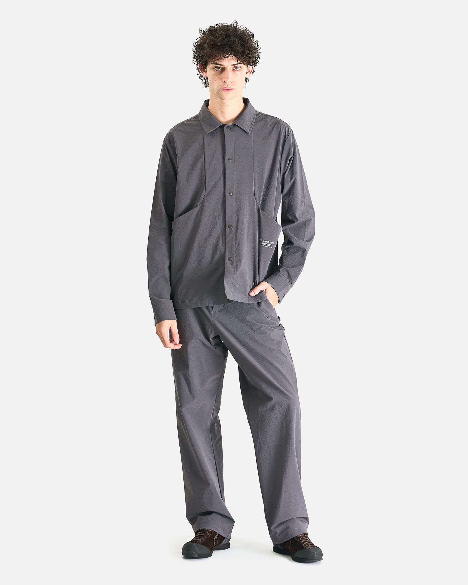 Pas Normal Studios Men's Shirts Off-Race Tech Overshirt in Steel