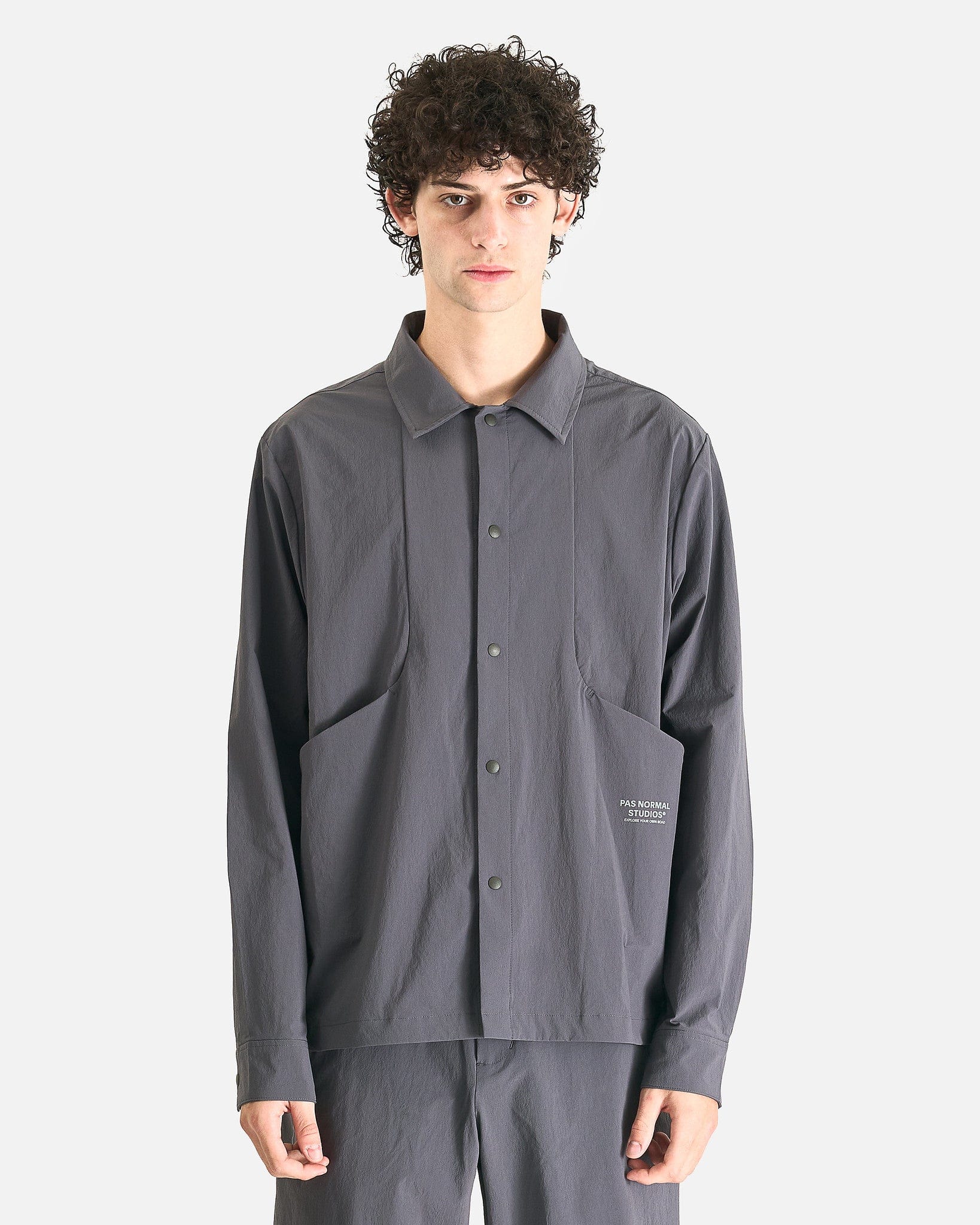 Pas Normal Studios Men's Shirts Off-Race Tech Overshirt in Steel