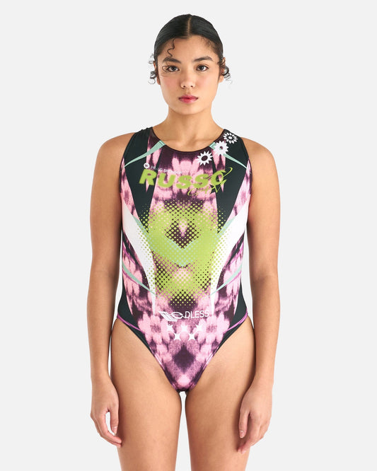 Paolina Russo Women Tops One Piece Printed Swimsuit in Pink/Black/Green