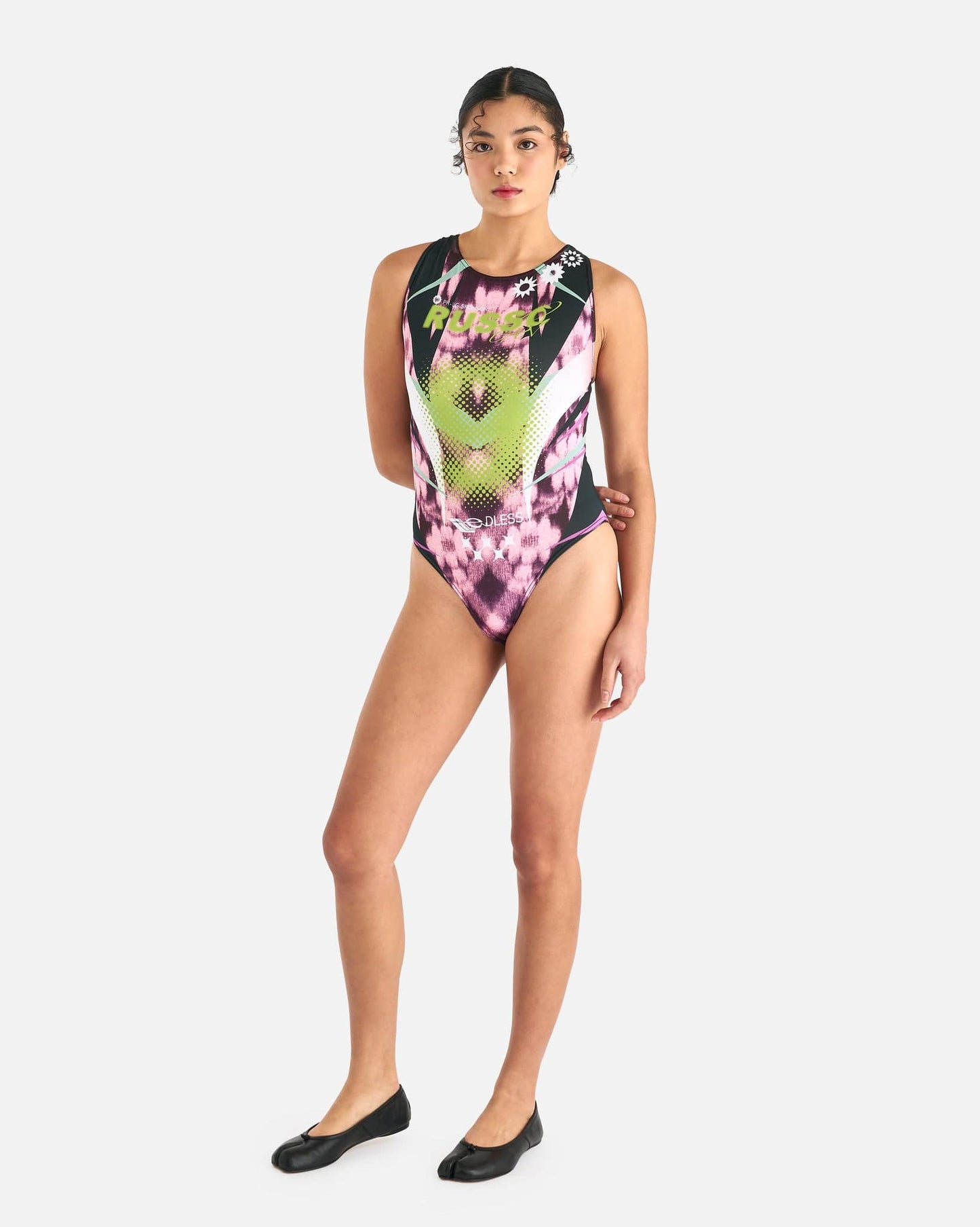 Paolina Russo Women Tops One Piece Printed Swimsuit in Pink/Black/Green