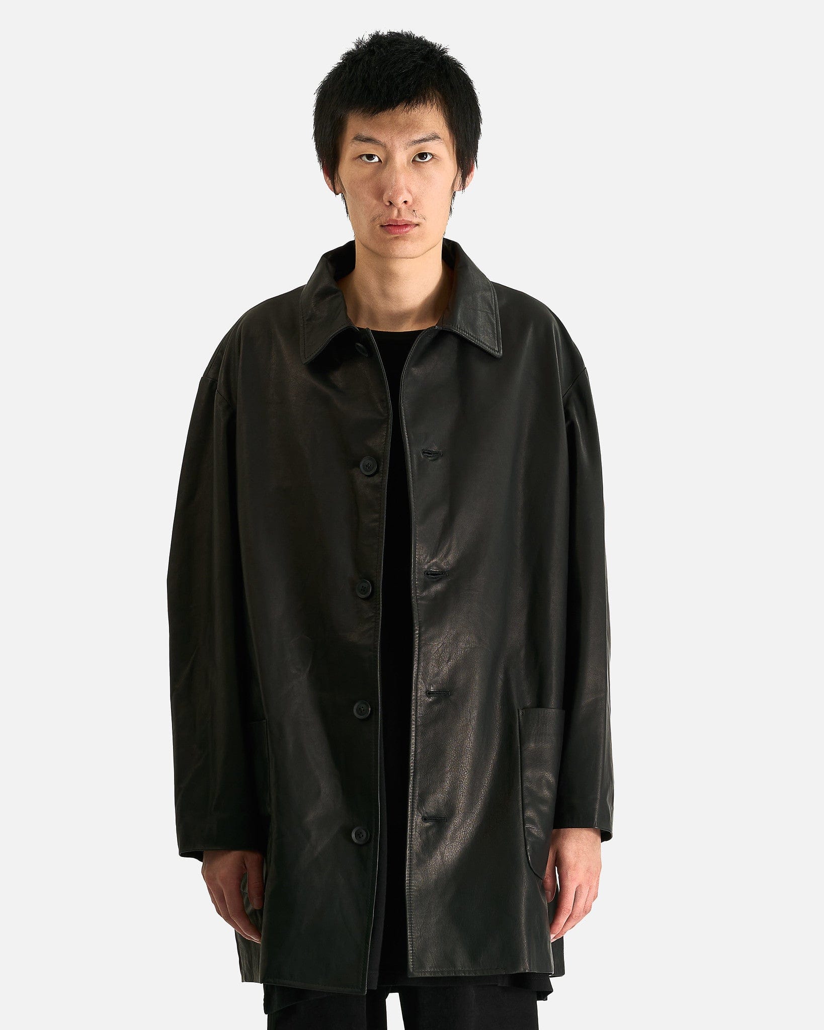 Yohji Yamamoto Pour Homme Men's Jackets Open Collar Jacket in Black
