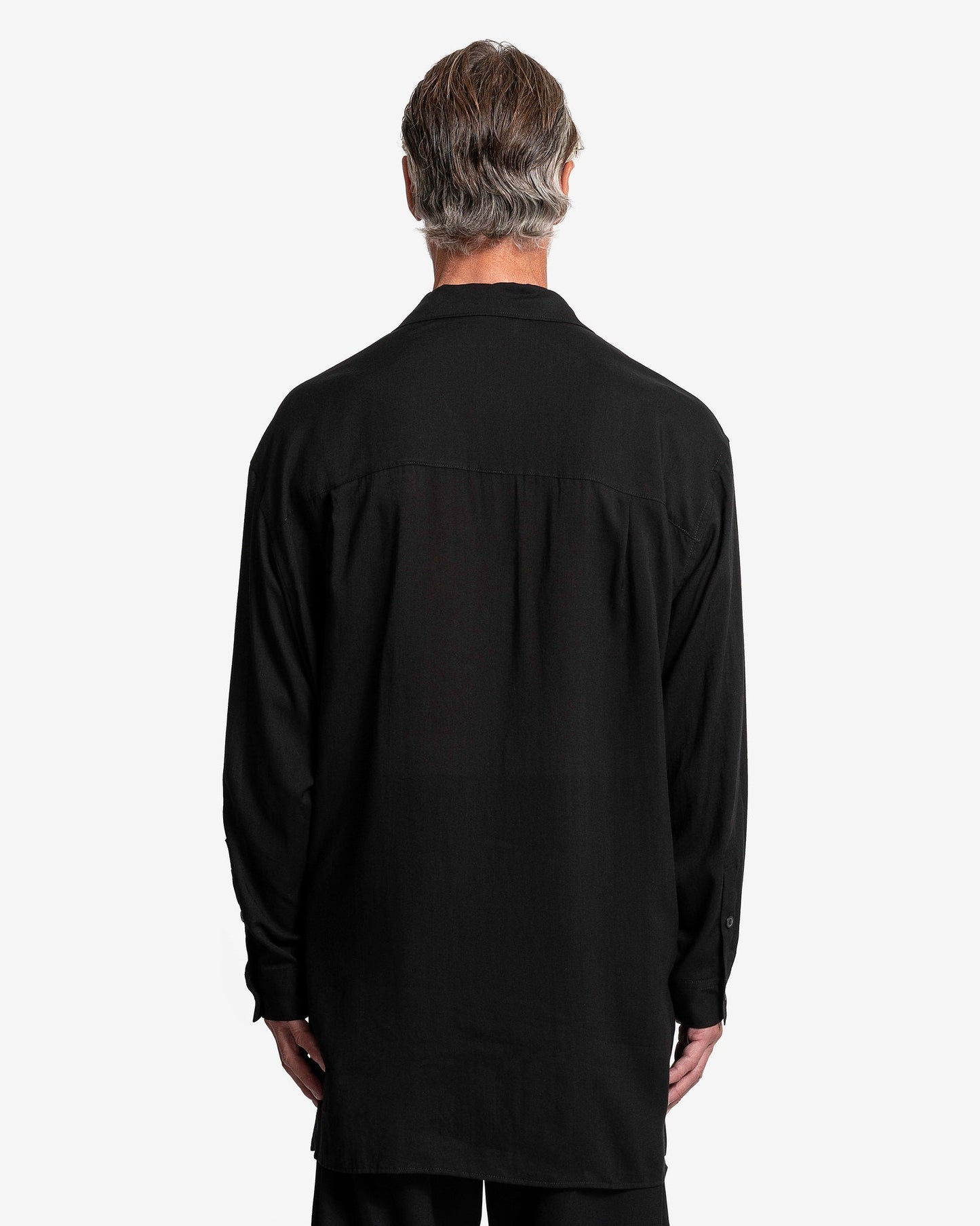 Yohji Yamamoto Pour Homme Men's Shirts Open Collar Shirt with Chin Flap