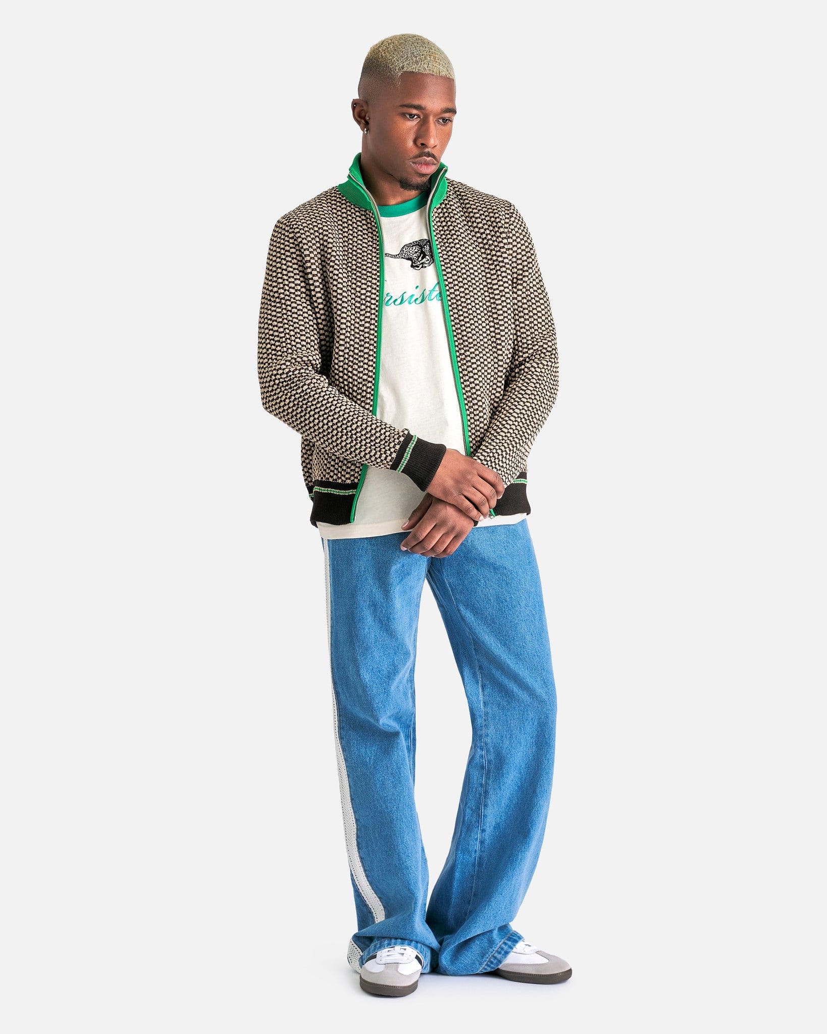 Wales Bonner Men's Sweater Orchestre Jacquard Top in Green/Brown