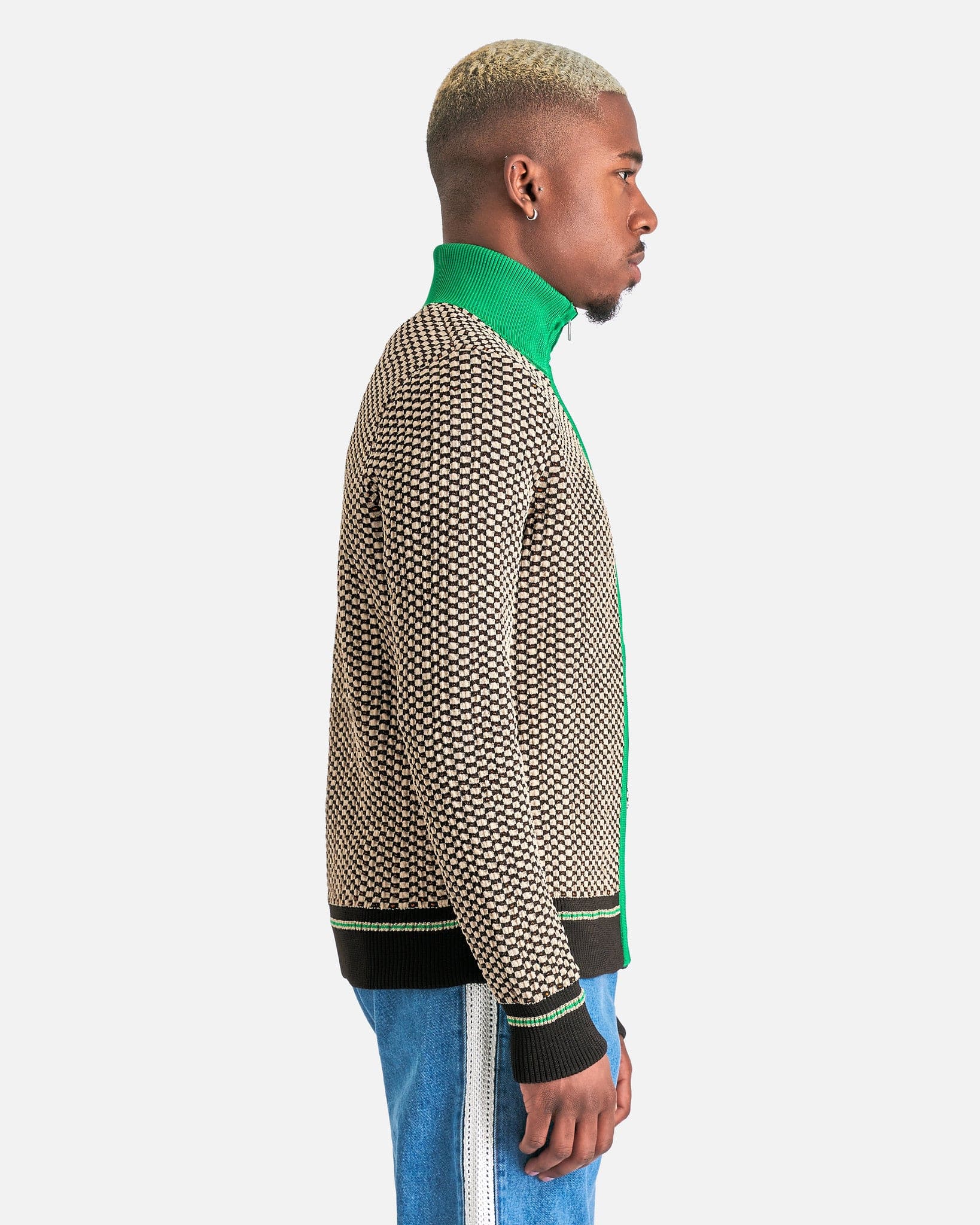 Wales Bonner Men's Sweater Orchestre Jacquard Top in Green/Brown