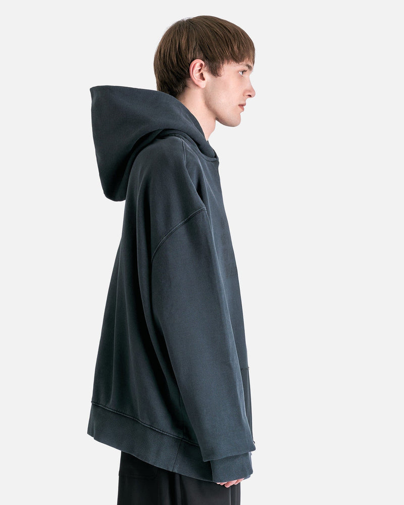 Maison Margiela Men's Sweatshirts Organic Cotton Fleece Logo Sweatshirt in Washed Black