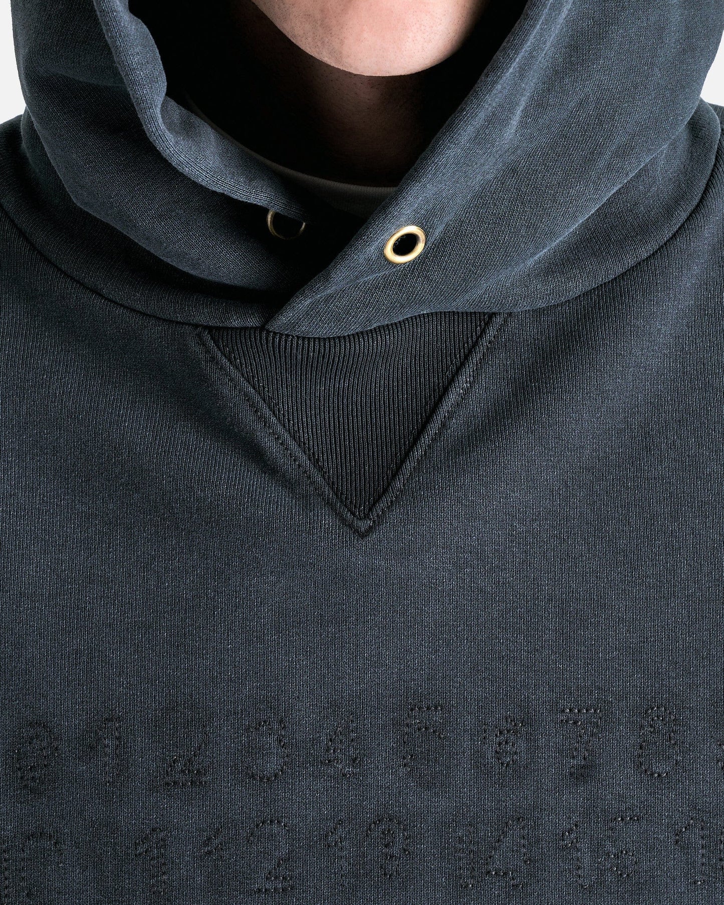 Maison Margiela Men's Sweatshirts Organic Cotton Fleece Logo Sweatshirt in Washed Black