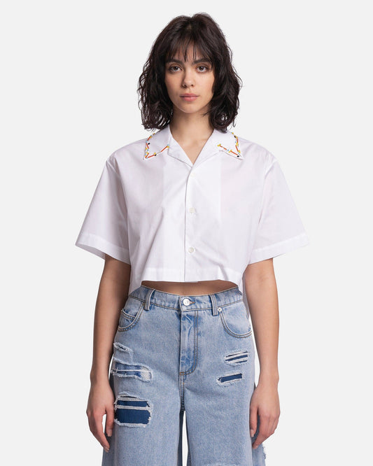 Marni Women Tops Organic Yarn Dyed Cotton Poplin Shirt in Lily White