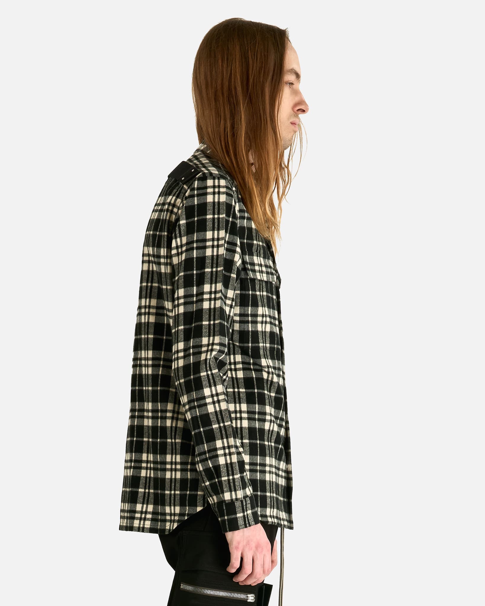 Rick Owens Men's Shirts Outershirt in Black Plaid