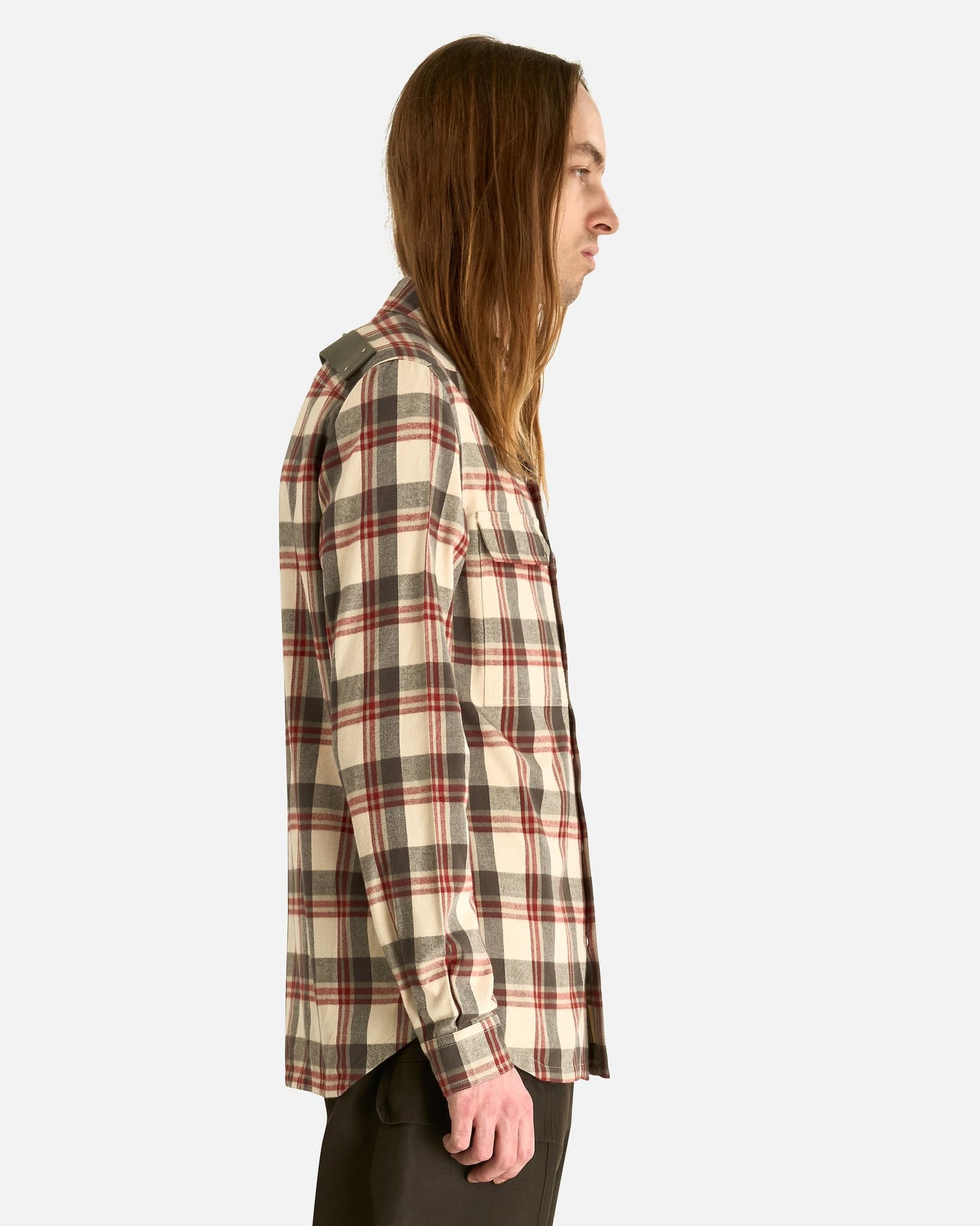 Rick Owens Men's Shirts Outershirt in Milk Plaid