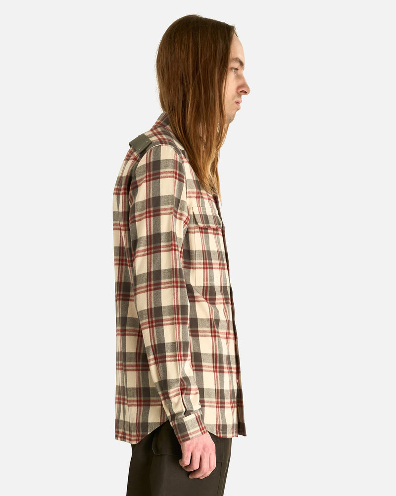 Rick Owens Men's Shirts Outershirt in Milk Plaid