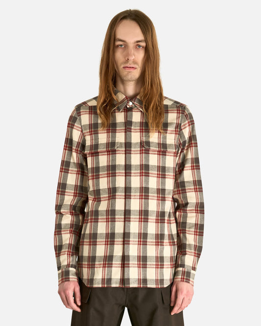 Rick Owens Men's Shirts Outershirt in Milk Plaid