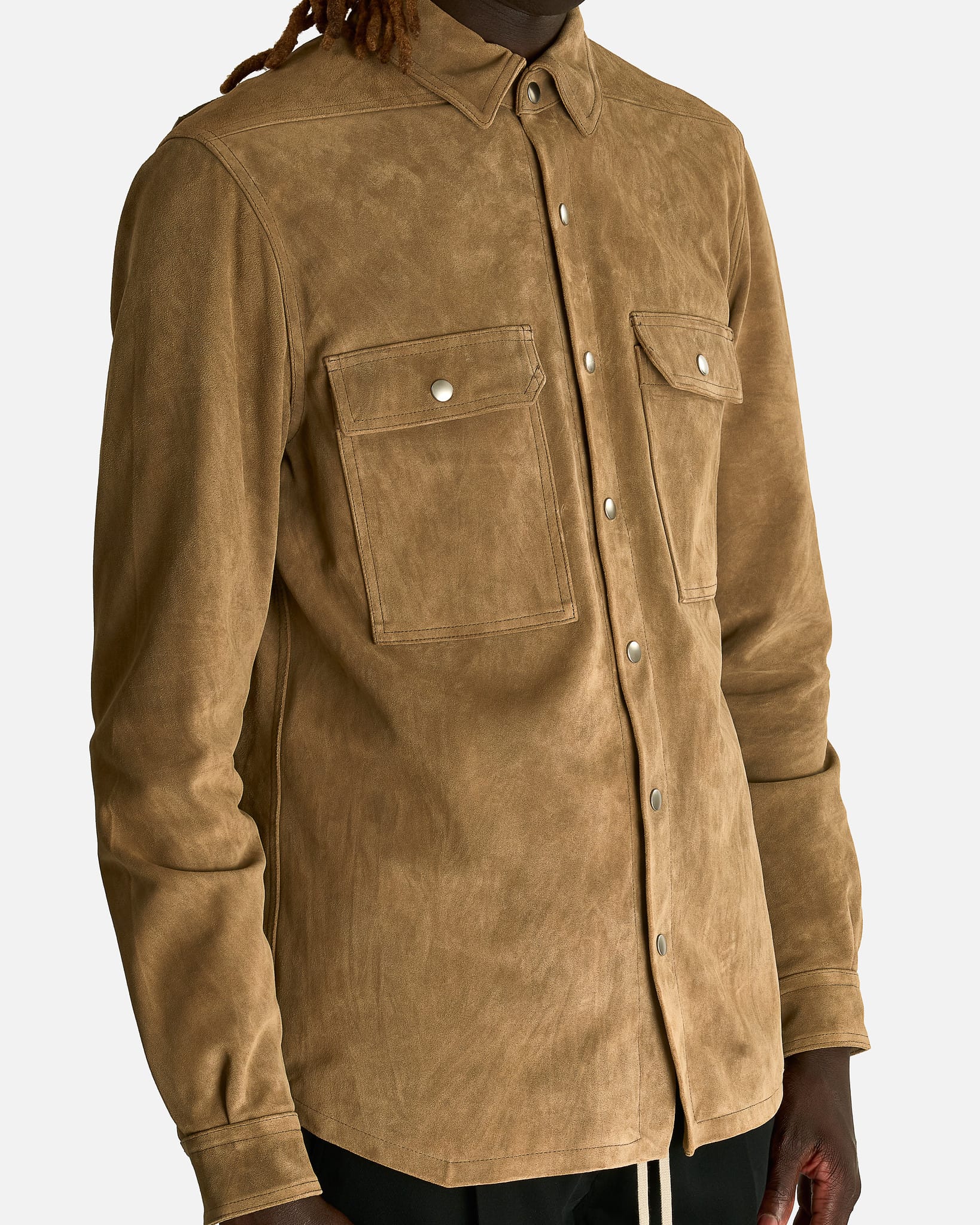 Rick Owens Men's Jackets Outershirt in Sumi Brown
