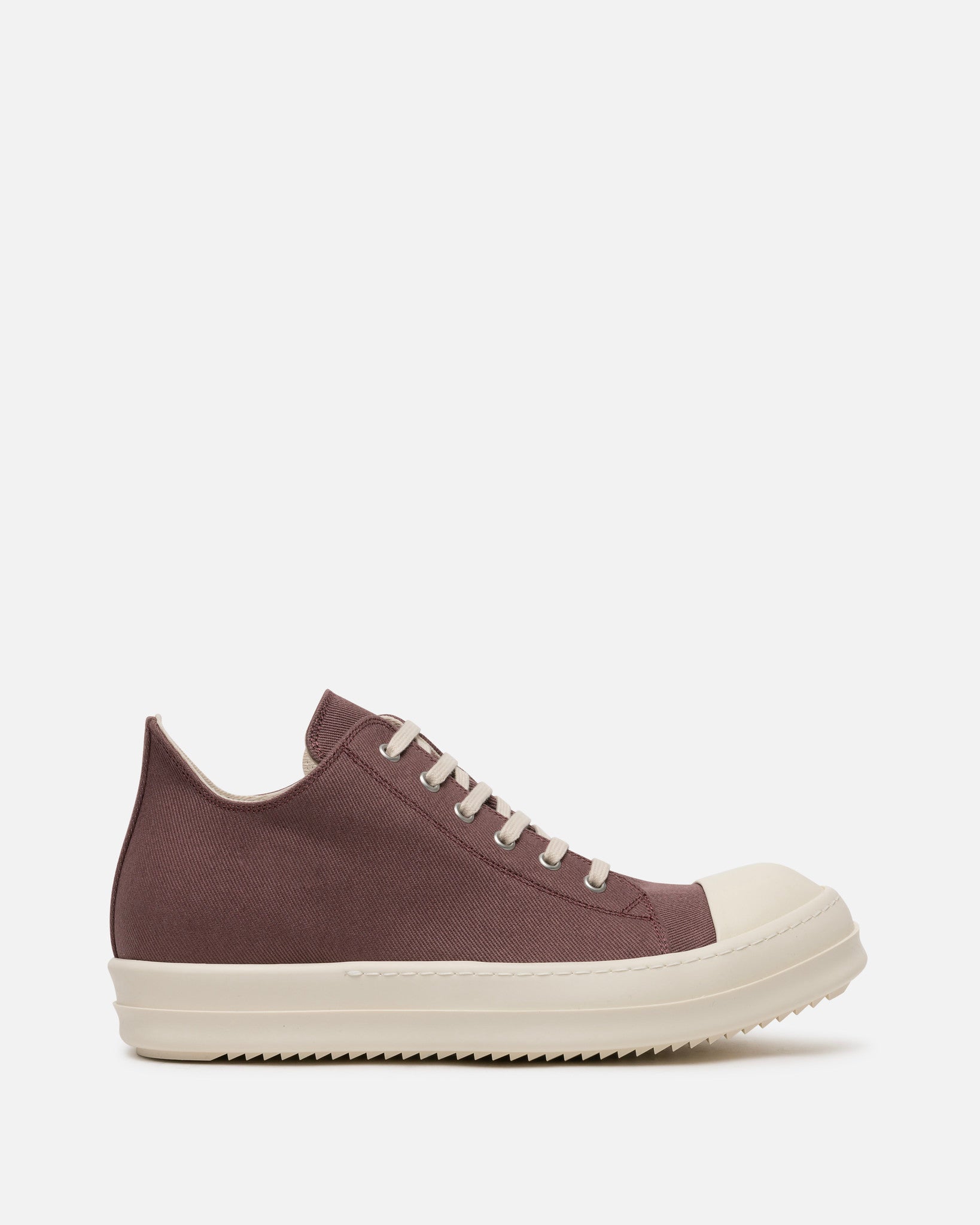 Rick Owens DRKSHDW Men's Sneakers Overdyed Denim Low Ramones in Mauve/Milk