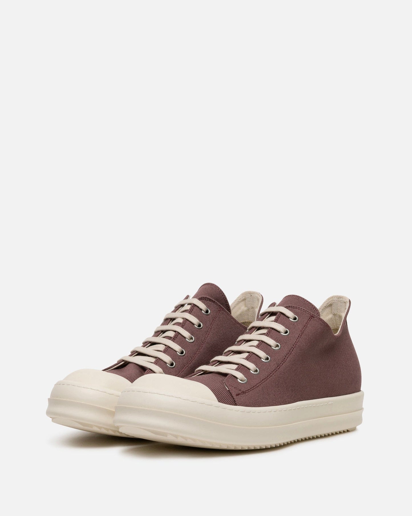 Rick Owens DRKSHDW Men's Sneakers Overdyed Denim Low Ramones in Mauve/Milk