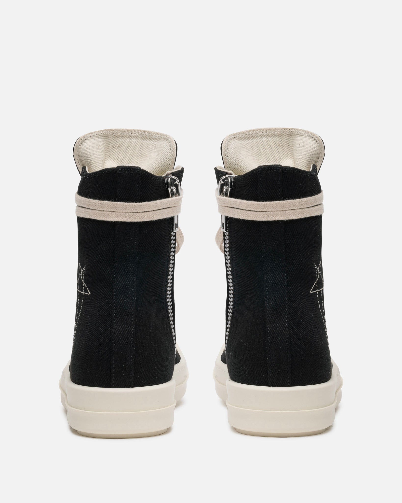 Rick Owens DRKSHDW Men's Sneakers Overdyed Denim Ramones in Black/Pearl